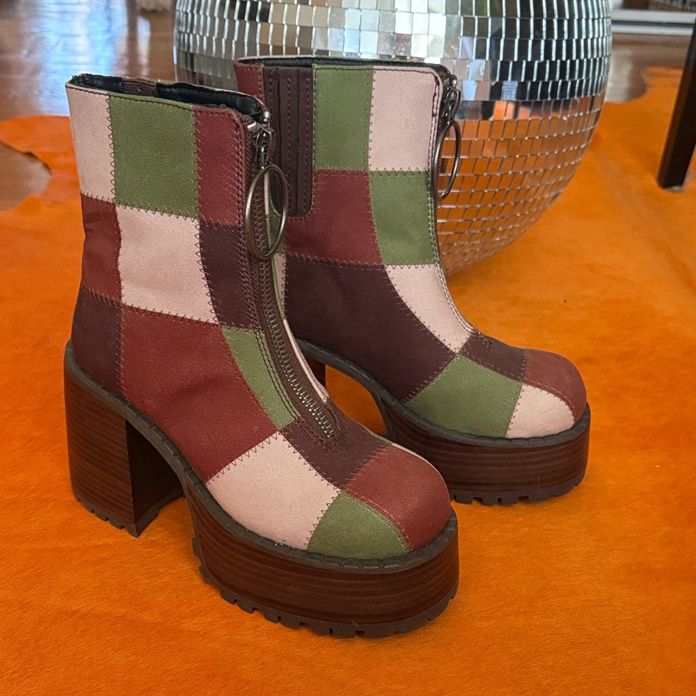 Dolls Kill Multicolor Patchwork Platform Boots - image 1